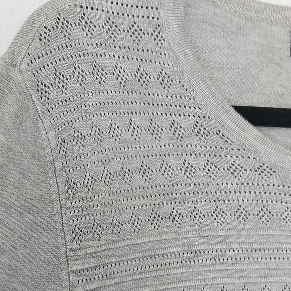 Buffalo David Britton Heather Gray Pointelle Knit Quarter Sleeve Sweater - Picture 5 of 5